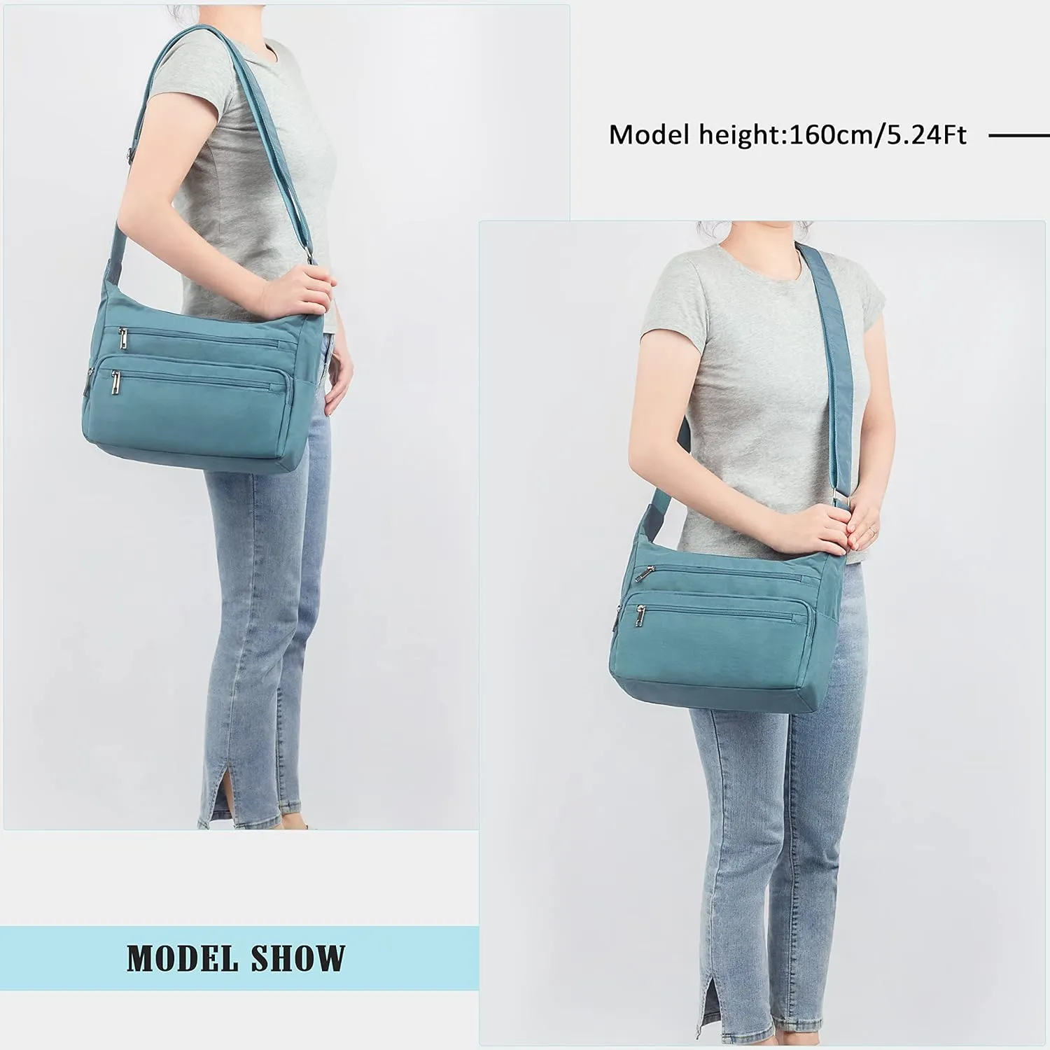 VOLGANIK ROCK RFID Purses for Women Fabric Nylon Multi Pocket Crossbody Bag Ladies Travel Handbag