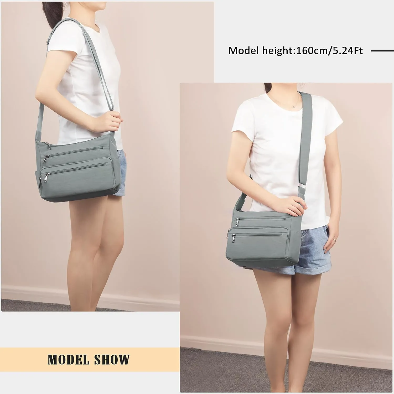 VOLGANIK ROCK RFID Purses for Women Fabric Nylon Multi Pocket Crossbody Bag Ladies Travel Handbag