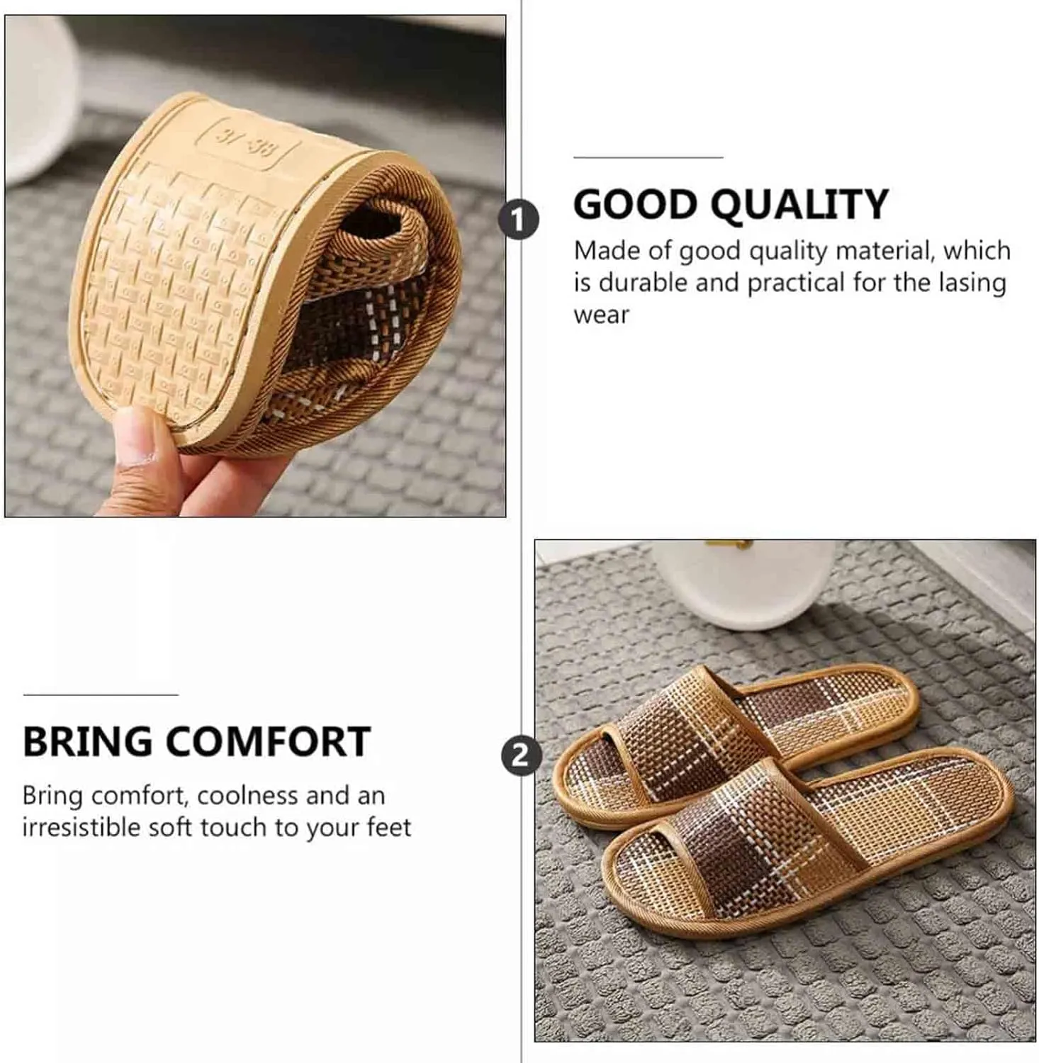Volital Sandals for Women, 2025 New Summer Sandals Rattan Slippers, Lightweight Comfortable for Walking Travel