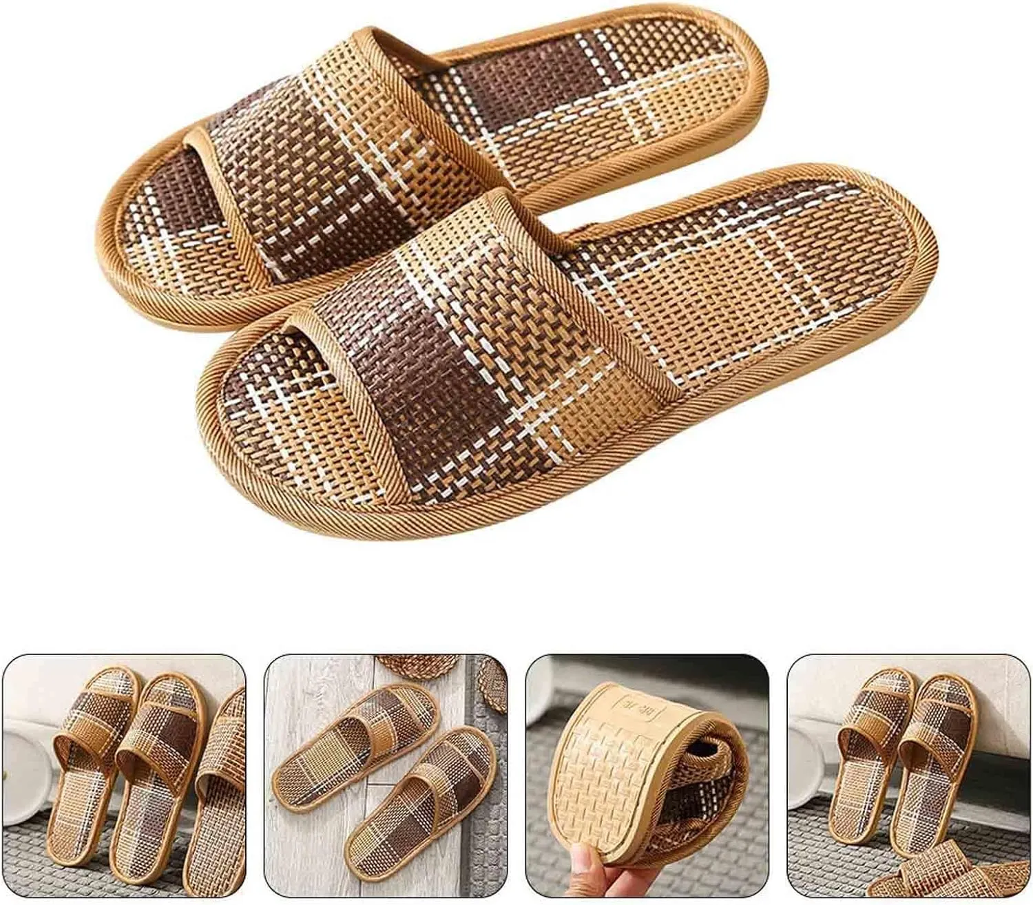 Volital Sandals for Women, 2025 New Summer Sandals Rattan Slippers, Lightweight Comfortable for Walking Travel