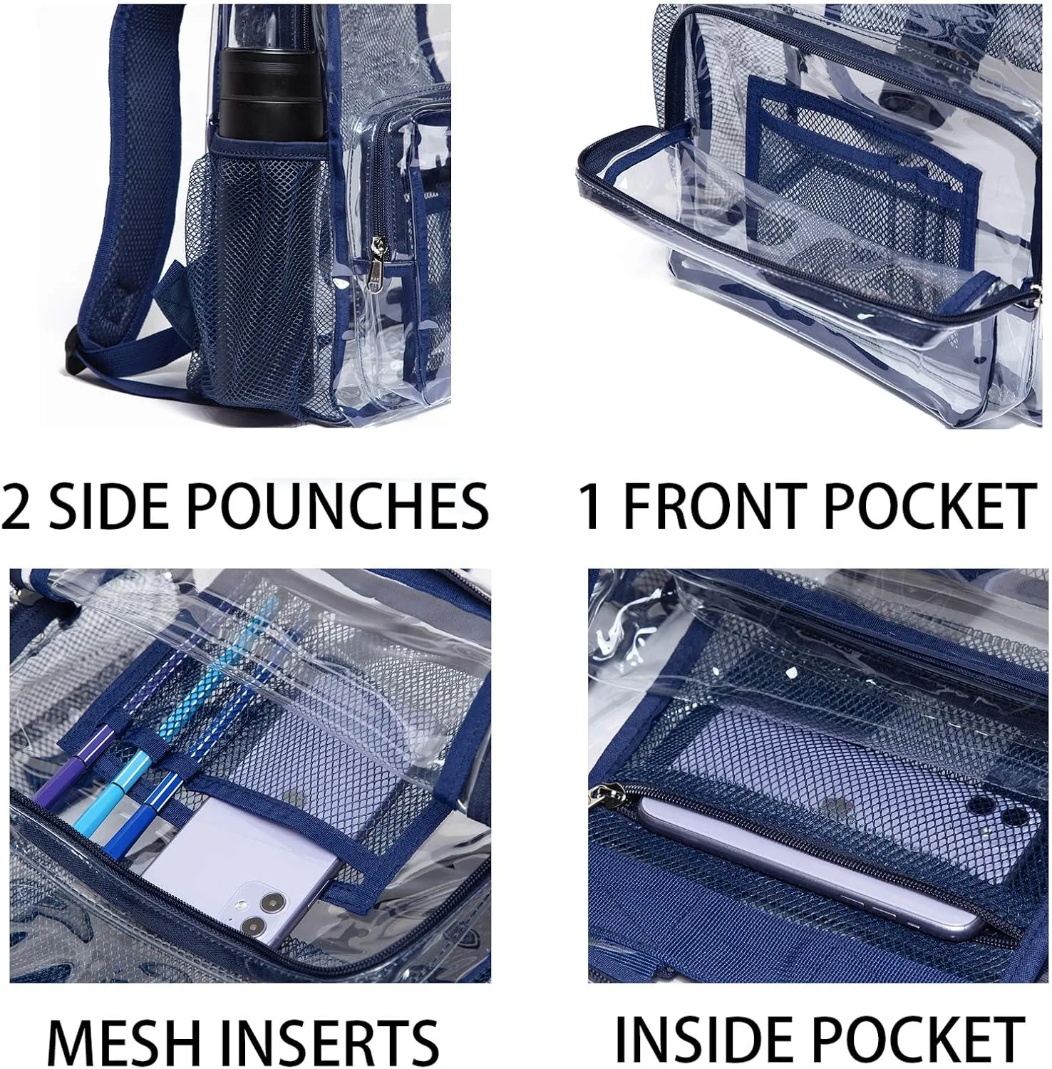 Vorspack Clear Backpack - Heavy Duty PVC Transparent See Through Backpack for College & Workplace