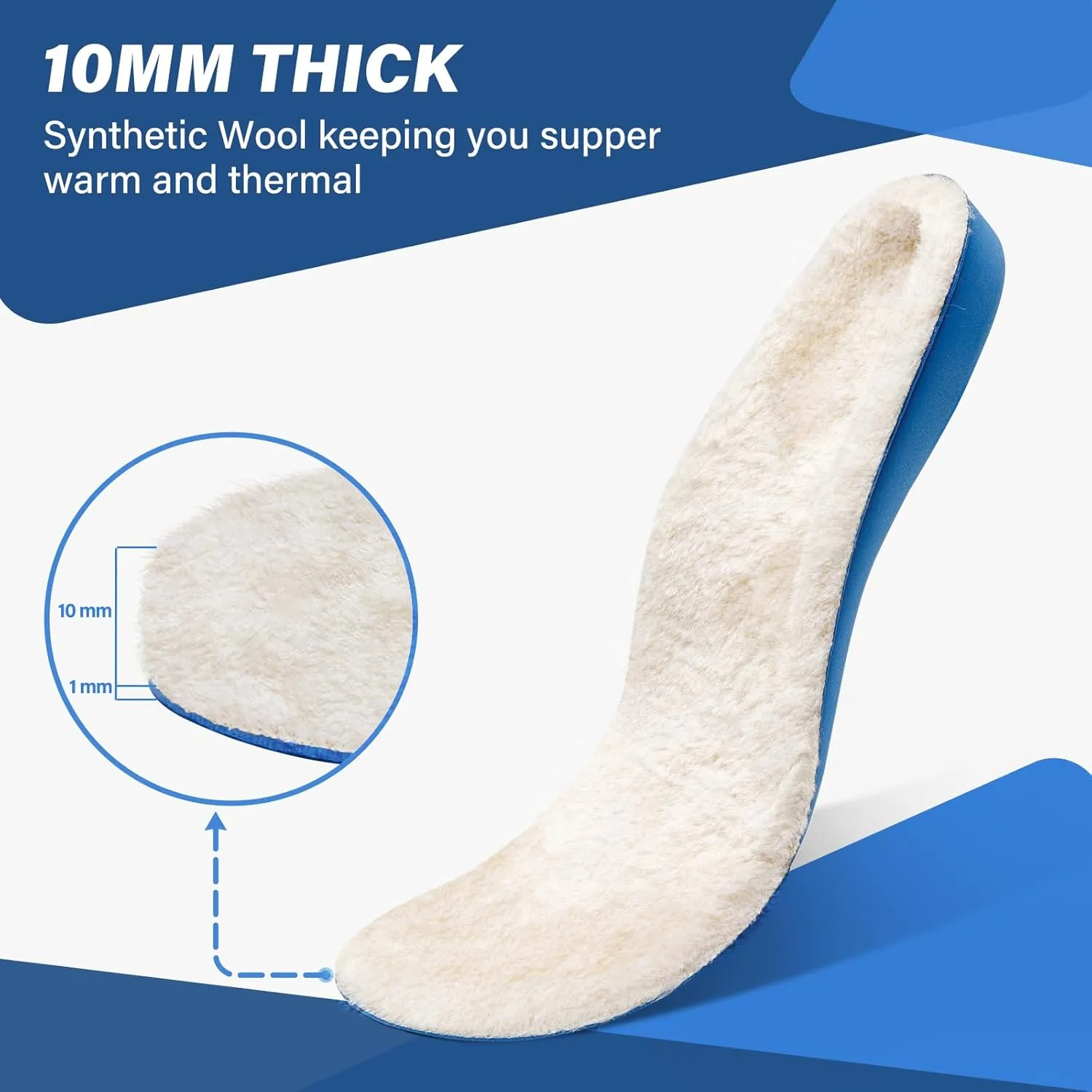 V.Step Wool Insoles with Arch Support, Comfortable Sheepskin Shoe Inserts Shearling Replacement for Women Men Boots Cozy