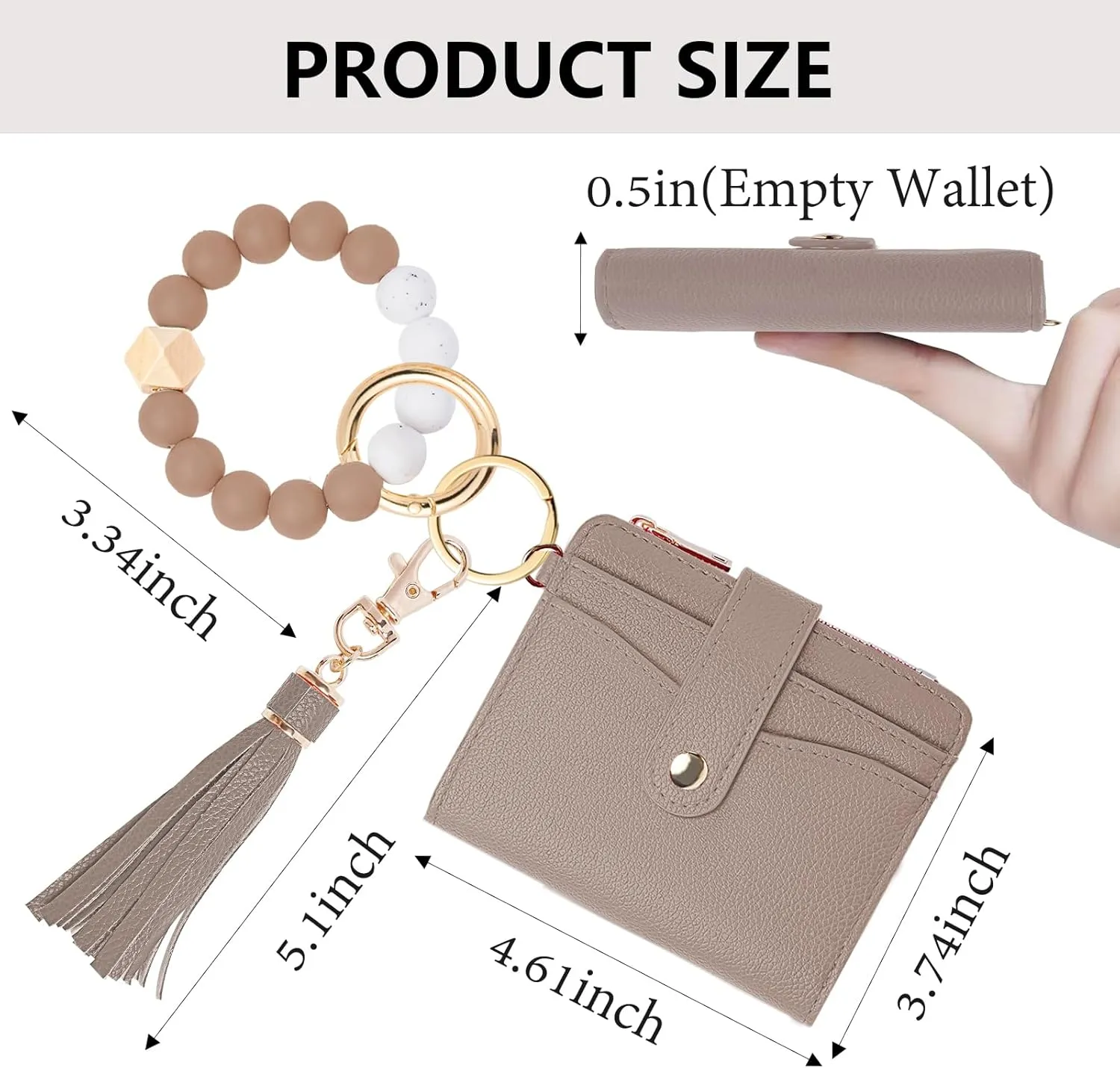 Wallet Keychain Wristlet for Women,Slim RFID Credit Card Holder Purse Tassel Keychain Bangle Key Ring for Men Women