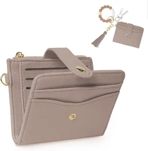 Wallet Keychain Wristlet for Women,Slim RFID Credit Card Holder Purse Tassel Keychain Bangle Key Ring for Men Women