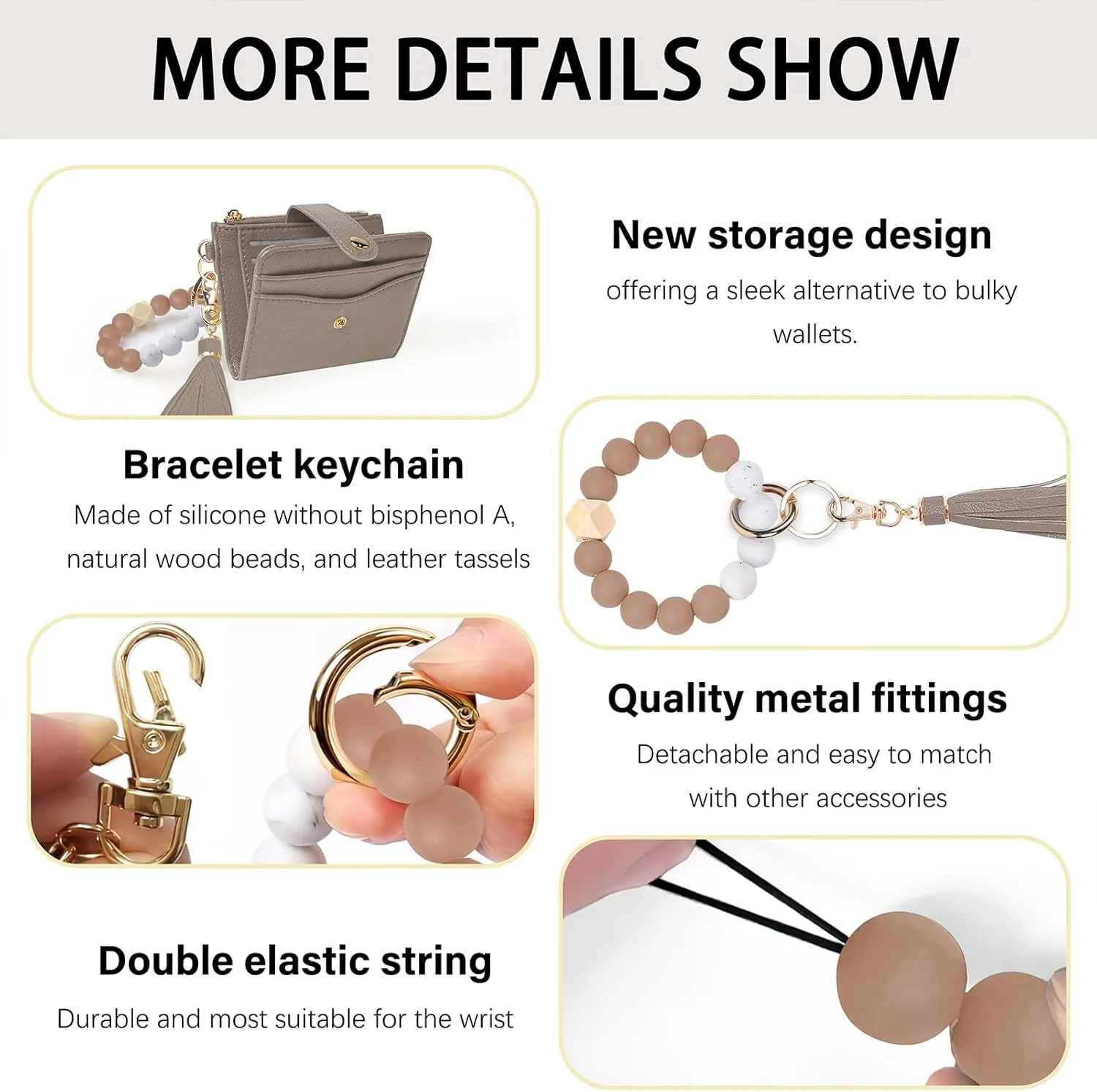 Wallet Keychain Wristlet for Women,Slim RFID Credit Card Holder Purse Tassel Keychain Bangle Key Ring for Men Women