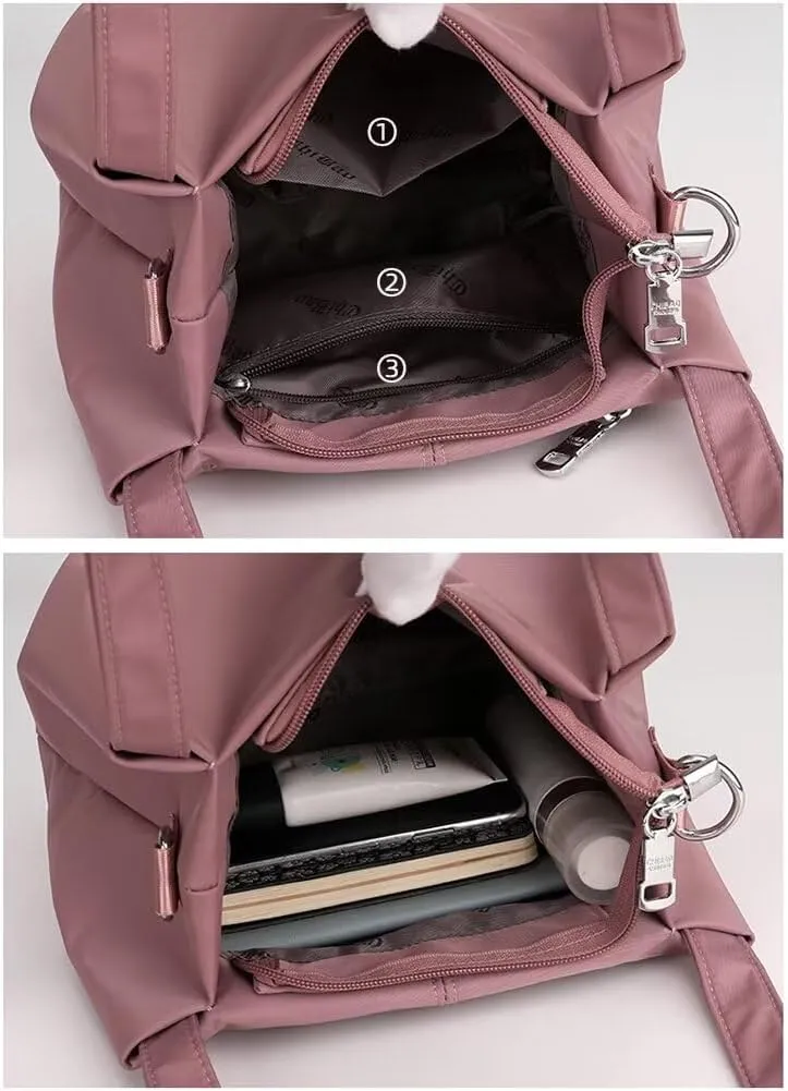 Waterproof Nylon Tote Bag for Women Small Top Handle Satchel Purse Lightweight Shoulder Handbag Casual Crossbody Purse