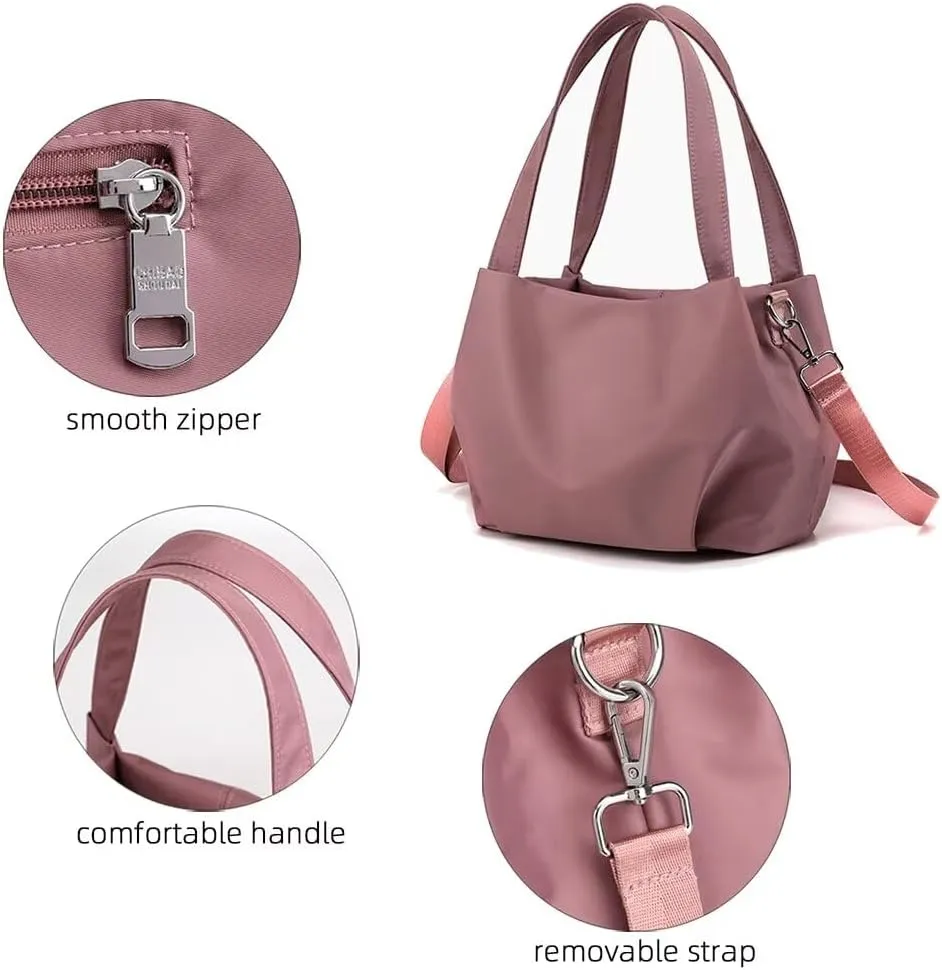 Waterproof Nylon Tote Bag for Women Small Top Handle Satchel Purse Lightweight Shoulder Handbag Casual Crossbody Purse