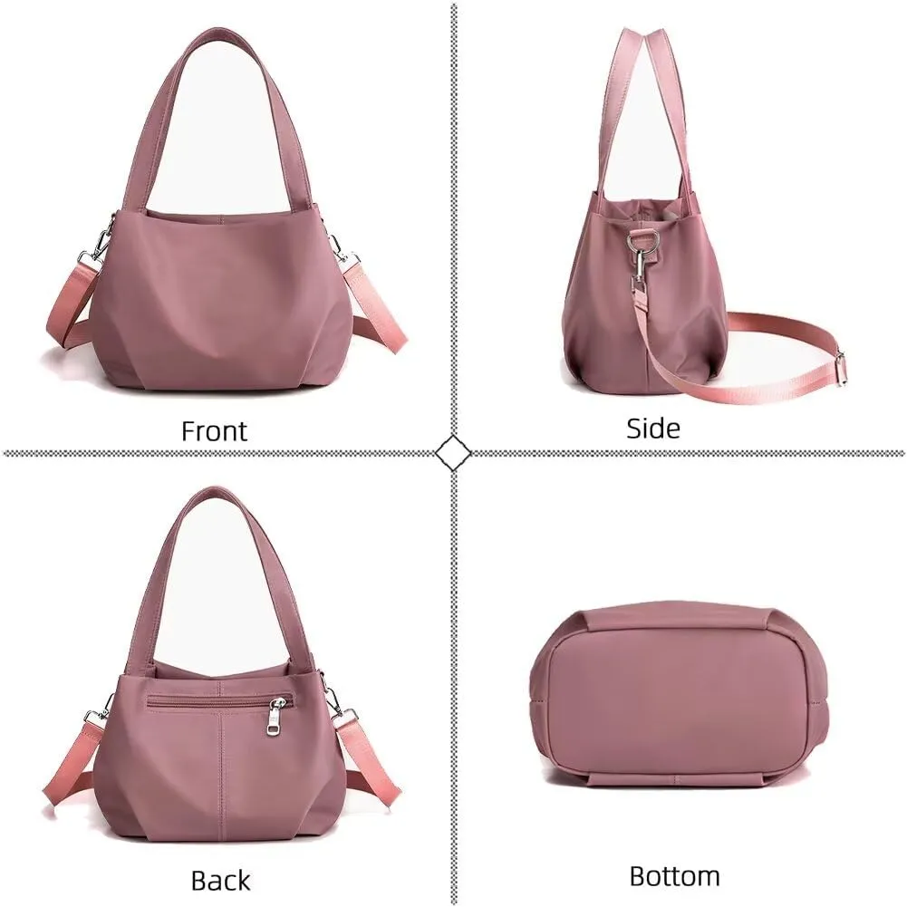 Waterproof Nylon Tote Bag for Women Small Top Handle Satchel Purse Lightweight Shoulder Handbag Casual Crossbody Purse