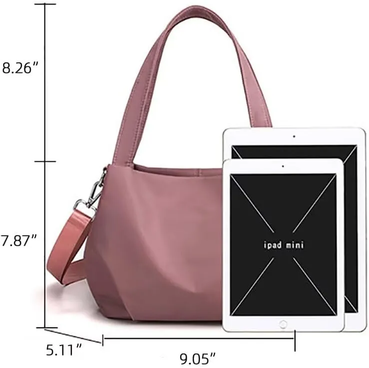 Waterproof Nylon Tote Bag for Women Small Top Handle Satchel Purse Lightweight Shoulder Handbag Casual Crossbody Purse