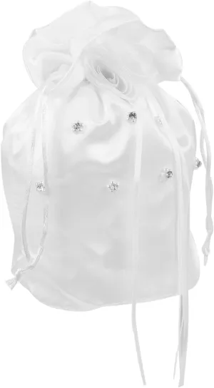 Wedding Bag for Bride Satin Material Drawstring Candy Bags Party Favor Bag Flower Rhinestone Decor Bridal Handbag