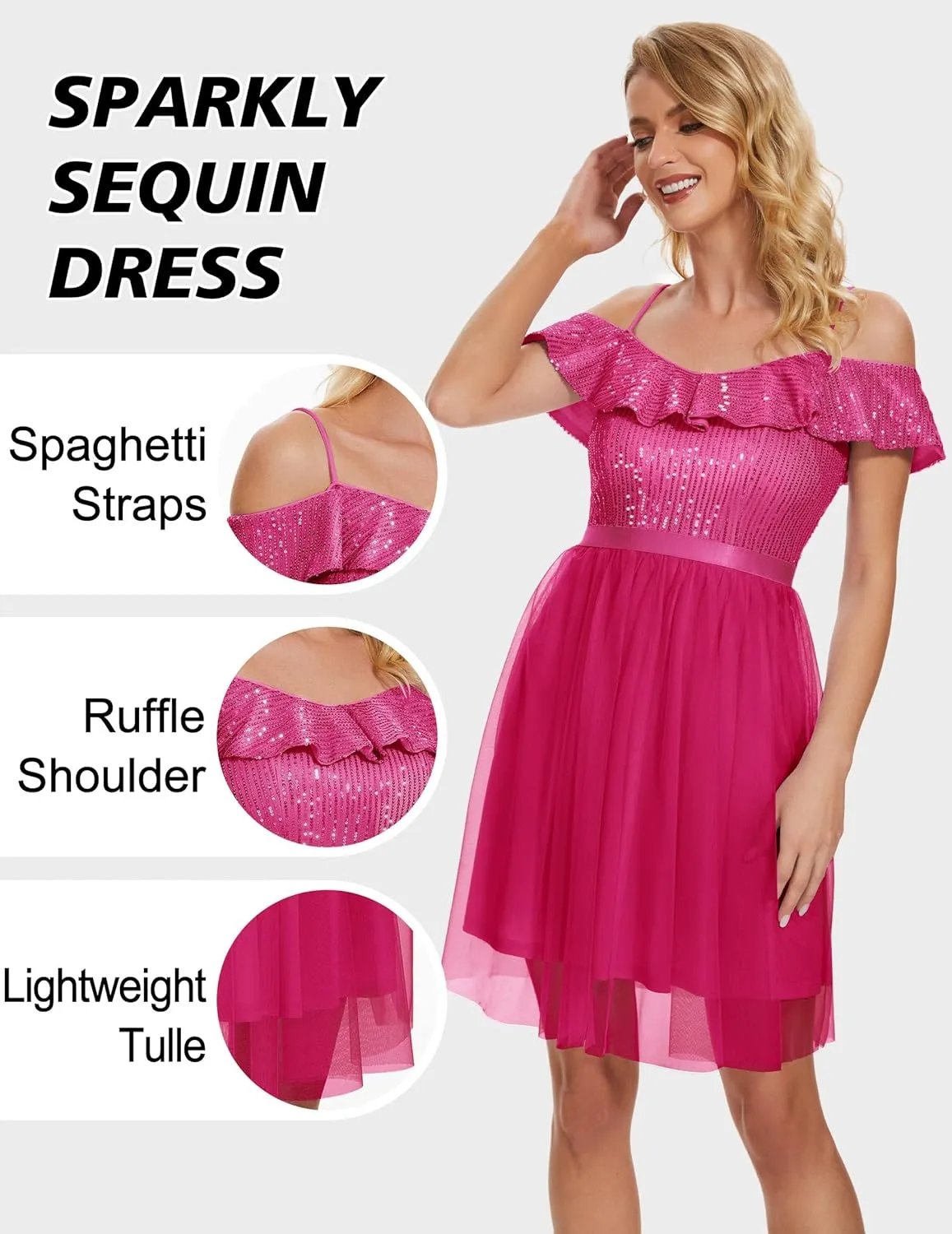Wedtrend Women's Sequin Dress Sparkly Homecoming Dress Semi Formal Dress Glitter Short Cocktail Dresses