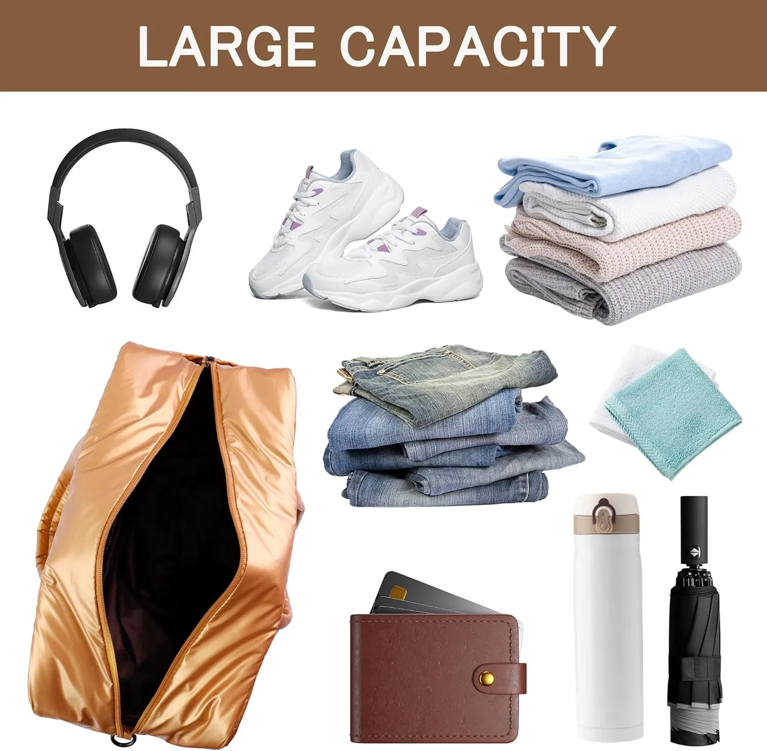 Weekender Fluffy Bag Quilted Nylon Puffer Tote Bag Personal Item Bag for Airlines Overnight Bag Gym Bag