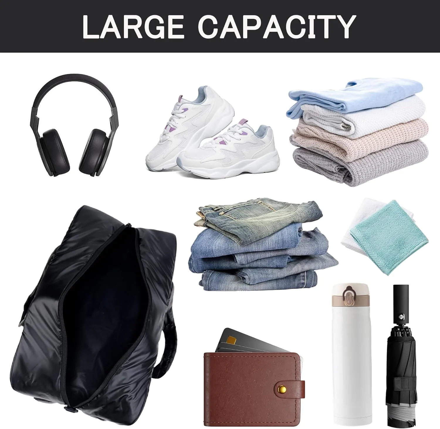 Weekender Fluffy Bag Quilted Nylon Puffer Tote Bag Personal Item Bag for Airlines Overnight Bag Gym Bag
