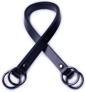 Wento Pair 24 inches Vinyl Leather Purses Straps with Big O Ring(1 1/4'' Inner Size) End,Vinyl Leather Bag Handles,Replacement Purse Straps,Handbag Bag Wallet Straps WT100(Black,Gunmetal)…
