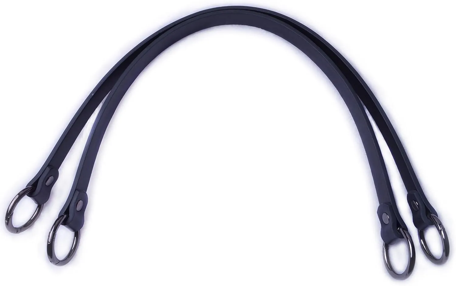 Wento Pair 24 inches Vinyl Leather Purses Straps with Big O Ring(1 1/4'' Inner Size) End,Vinyl Leather Bag Handles,Replacement Purse Straps,Handbag Bag Wallet Straps WT100(Black,Gunmetal)…