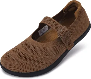 WHITIN Women's Barefoot Mary Jane Flats   Wide Toe Box   Zero Drop Sole   Adjustable Straps