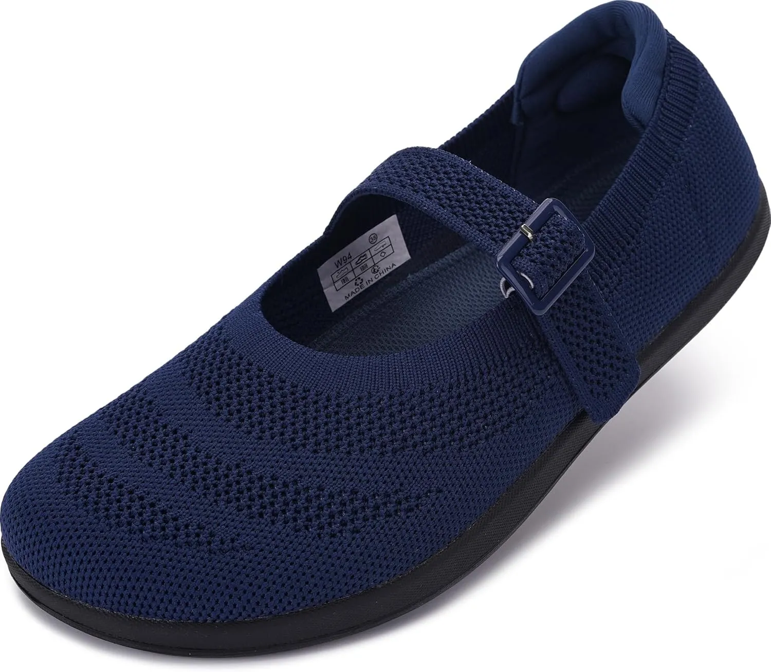 WHITIN Women's Barefoot Mary Jane Flats   Wide Toe Box   Zero Drop Sole   Adjustable Straps