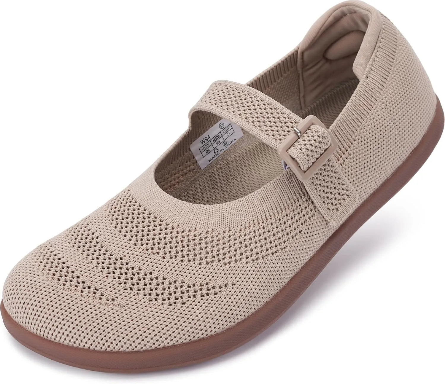 WHITIN Women's Barefoot Mary Jane Flats   Wide Toe Box   Zero Drop Sole   Adjustable Straps