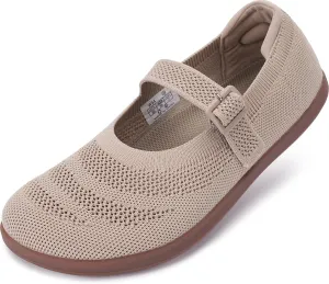 WHITIN Women's Barefoot Mary Jane Flats   Wide Toe Box   Zero Drop Sole   Adjustable Straps