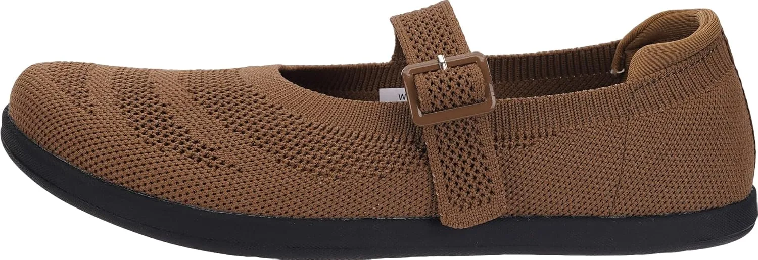 WHITIN Women's Barefoot Mary Jane Flats   Wide Toe Box   Zero Drop Sole   Adjustable Straps