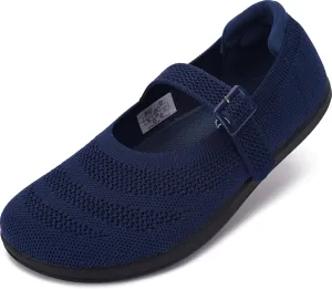 WHITIN Women's Barefoot Mary Jane Flats   Wide Toe Box   Zero Drop Sole   Adjustable Straps