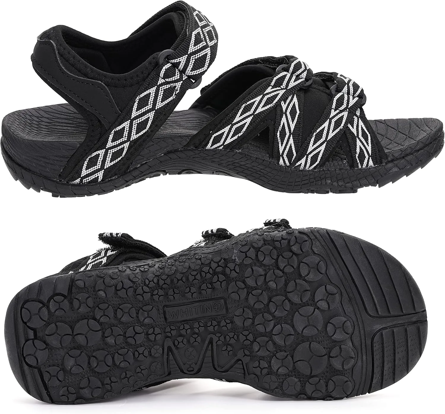 WHITIN Women’s Hiking Sandals with Arch Support | Adjustable Hook and Loop Straps | Durable Sport Sandals for Outdoor Adventure