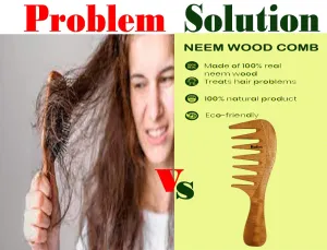Wide Tooth Neem Wooden Comb for Hair Growth Women & Men (Combo Pack 4)