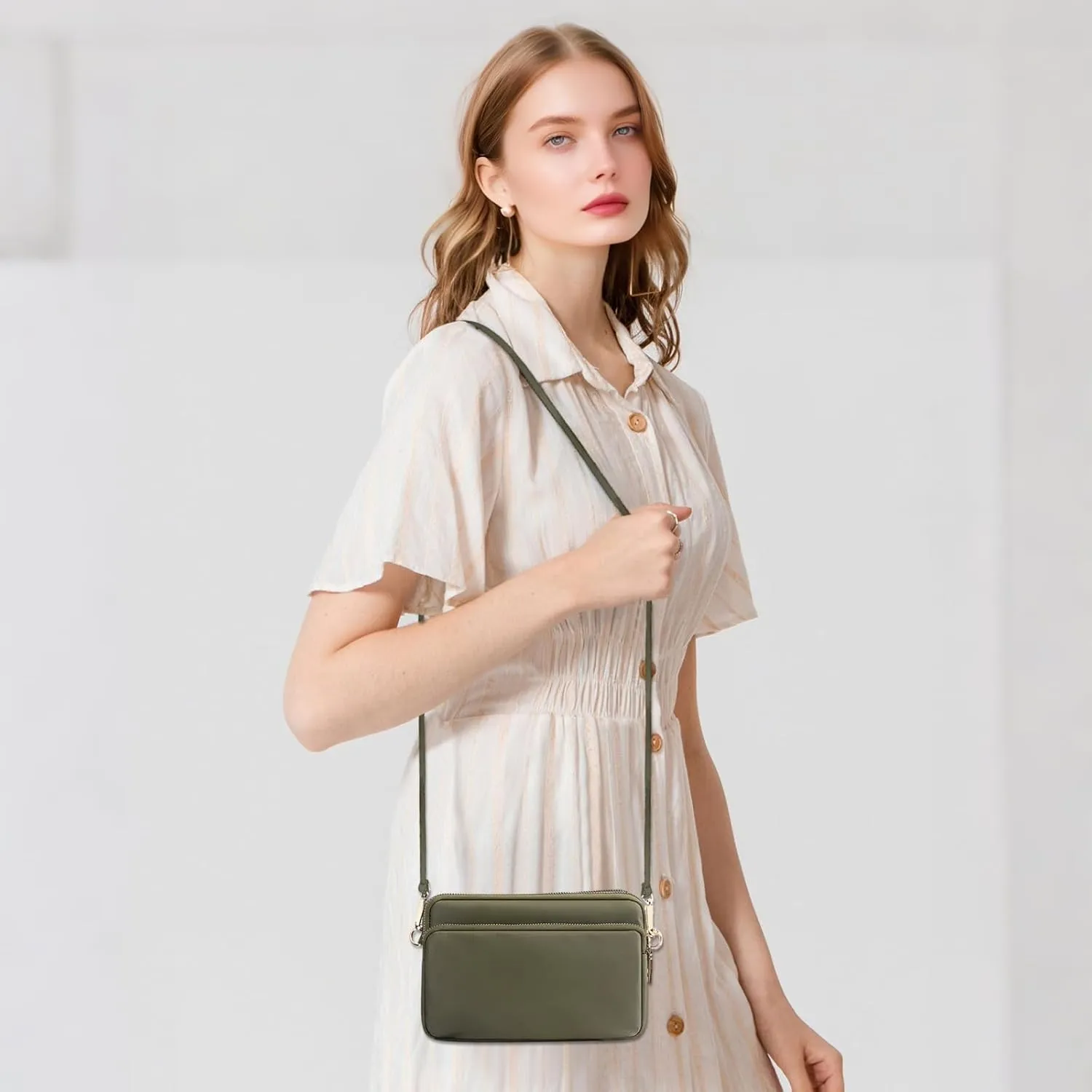 WITERY Multi Zipper Crossbody Bags for Women - Waterproof Mini Nylon Travel Shoulder Bag Cell Phone Purse Pouch with Strap