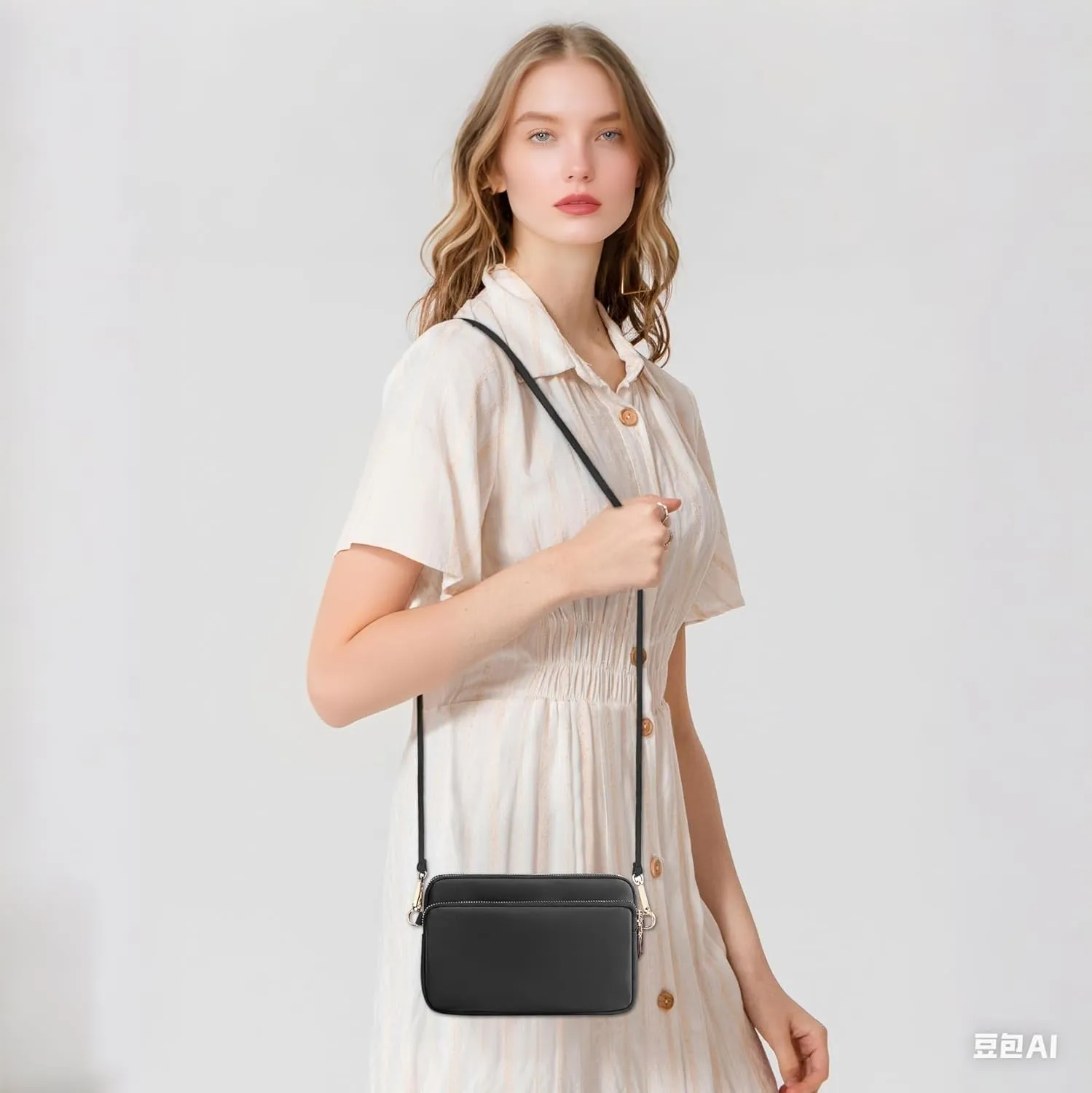 WITERY Multi Zipper Crossbody Bags for Women - Waterproof Mini Nylon Travel Shoulder Bag Cell Phone Purse Pouch with Strap