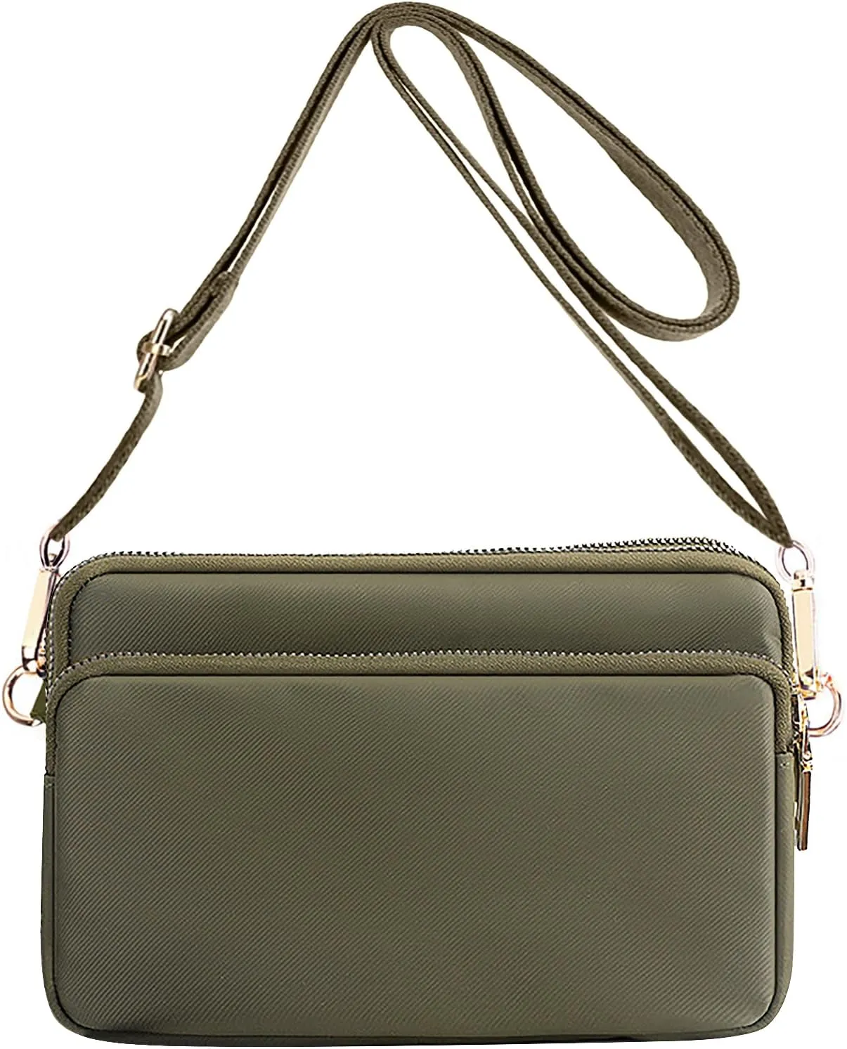 WITERY Multi Zipper Crossbody Bags for Women - Waterproof Mini Nylon Travel Shoulder Bag Cell Phone Purse Pouch with Strap