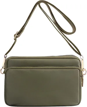 WITERY Multi Zipper Crossbody Bags for Women - Waterproof Mini Nylon Travel Shoulder Bag Cell Phone Purse Pouch with Strap