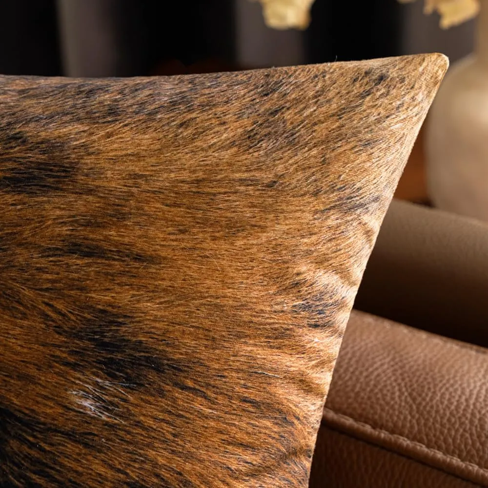 Woaboy Pack of 2 Decorative Throw Pillow Covers Cowhide Brindle Printed Couch Throw Pillows Cushion Covers for Home Decor Living Room Sofa Bedroom 26x26Inch