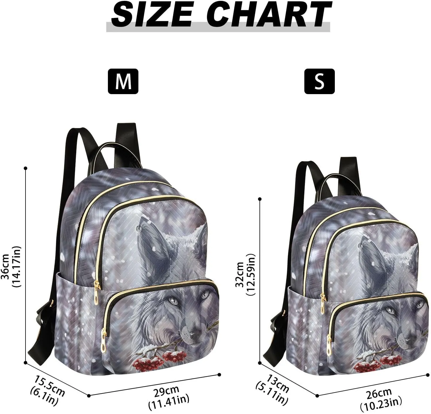 Wolf Quilted Backpack Purse for Women Fashion Small Backpack Shoulder Bag Travel Casual Daypack