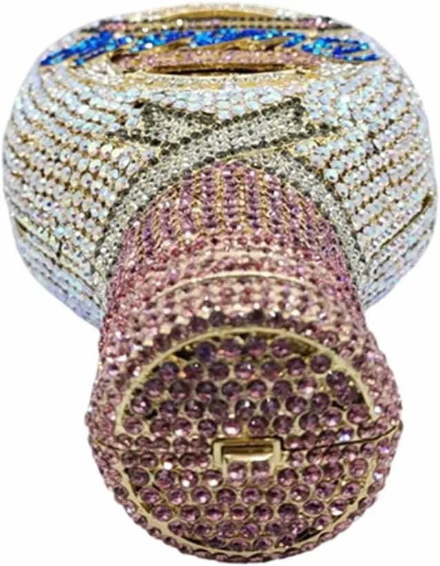 Women Champagne Bottle Rhinestone Clutch Unique Evening Bag Crystal Dinner Handbag Bride Purse for Party Cocktail