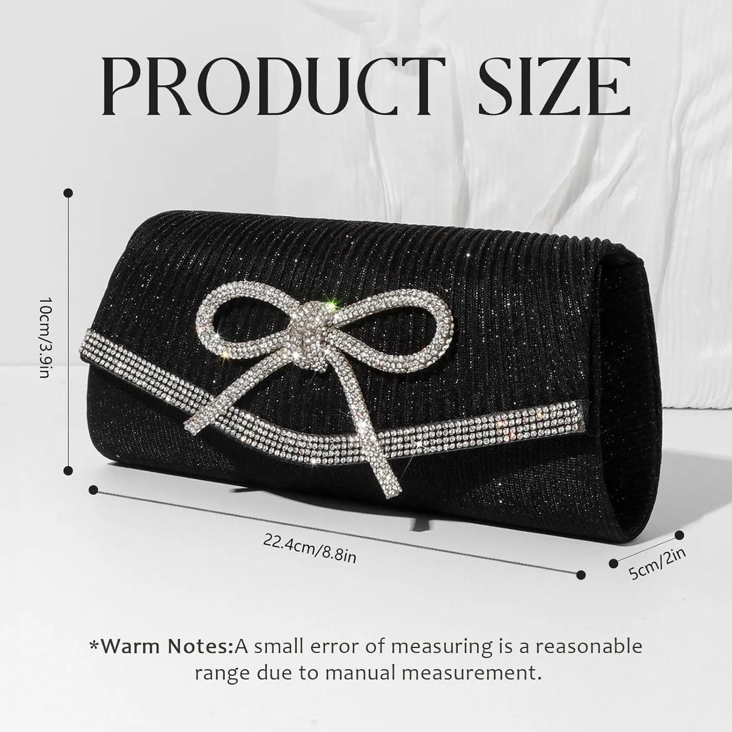 Women Evening Handbags Sparkly Bow Clutch Purse Wedding Glitter Rhinestone Party Prom Purse Dressy Clutch Bags