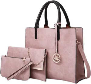 Women Fashion Handbags Wallet Tote Bag 3pcs Shoulder Bag Top Handle Satchel Purse Set