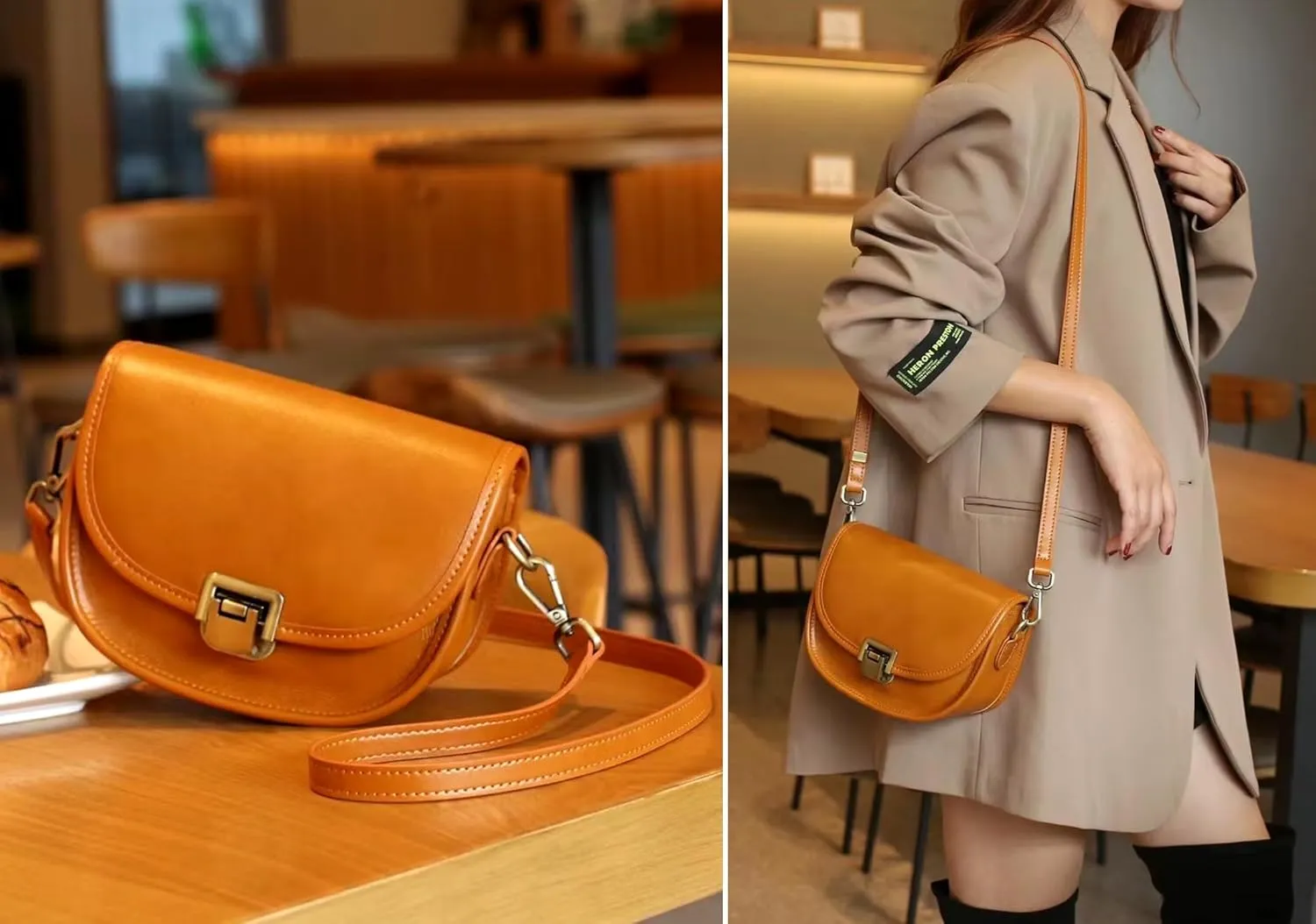 Women Genuine Cow Leather Mini Small Crossbody Shoulder Bag with 2 Detachable Adjustable Straps