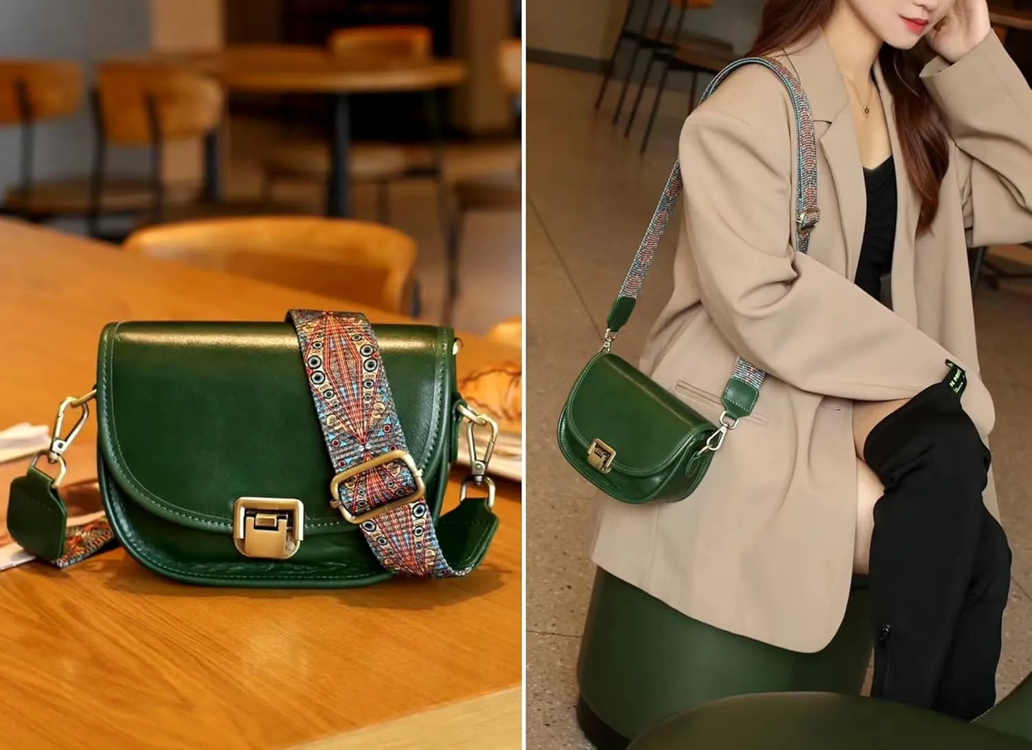 Women Genuine Cow Leather Mini Small Crossbody Shoulder Bag with 2 Detachable Adjustable Straps