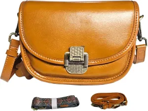Women Genuine Cow Leather Mini Small Crossbody Shoulder Bag with 2 Detachable Adjustable Straps