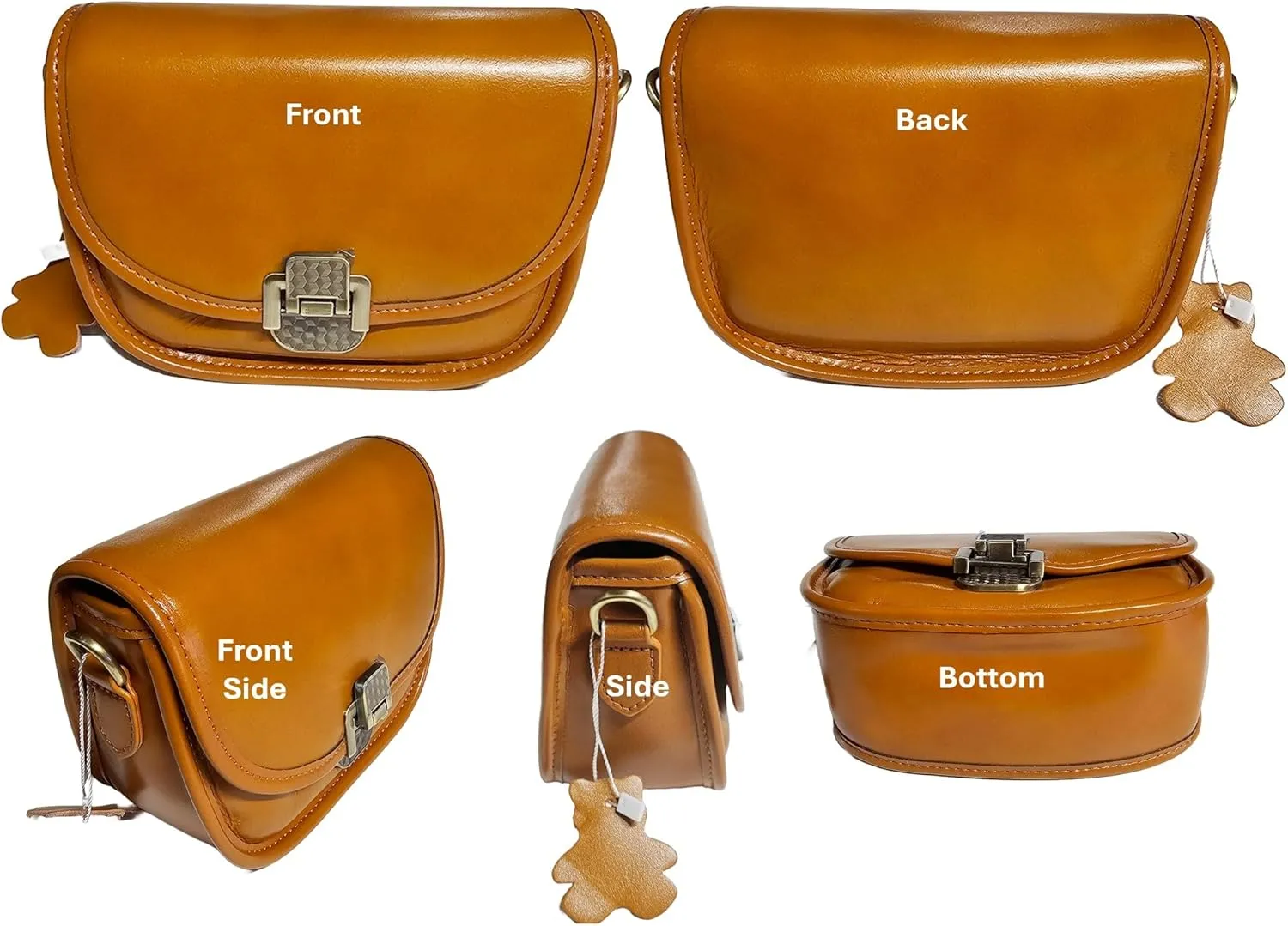 Women Genuine Cow Leather Mini Small Crossbody Shoulder Bag with 2 Detachable Adjustable Straps