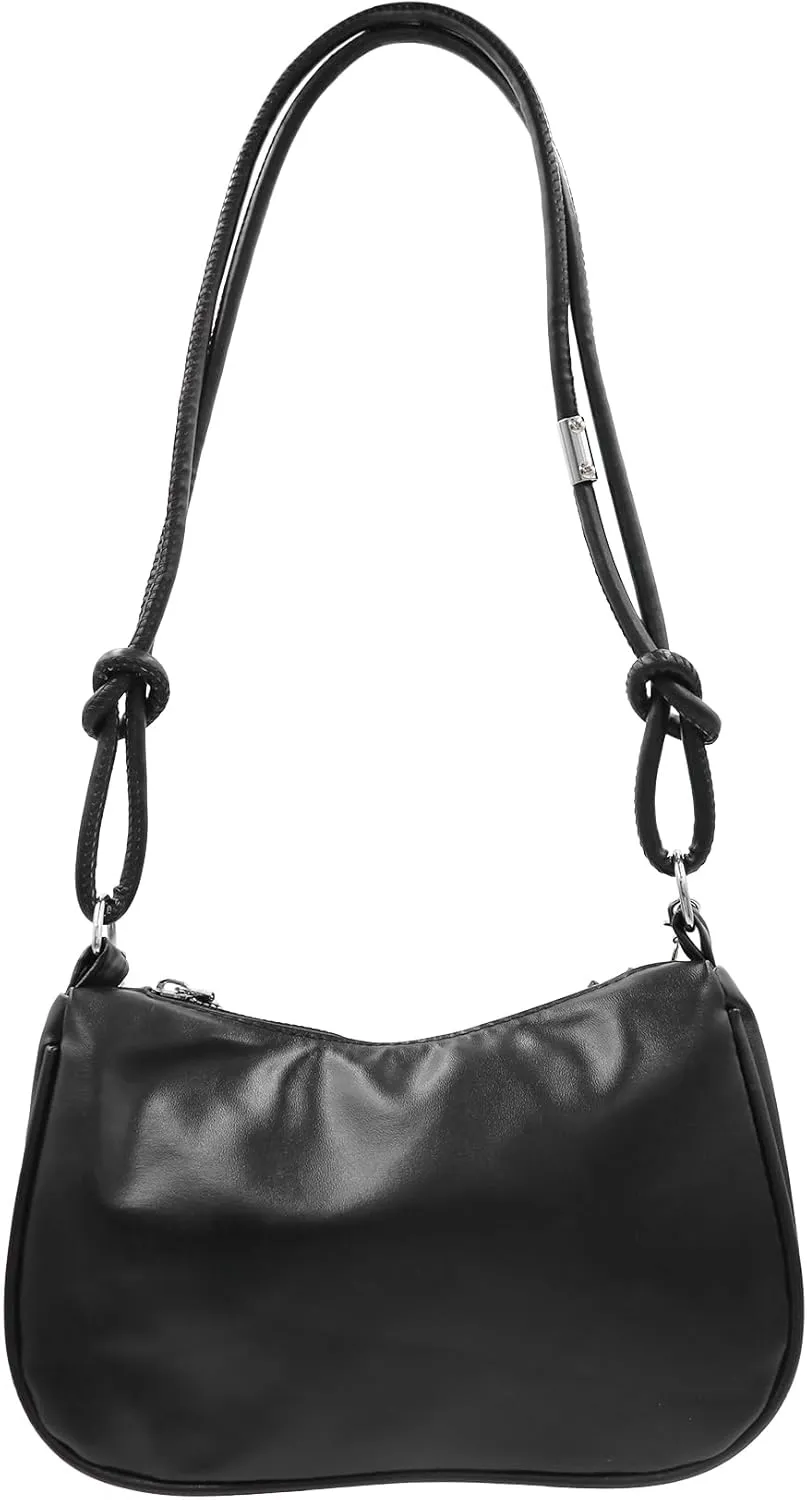 Women Girls Retro Hobo Handbag Underarm Shoulder Bag Pearls Handle Clutch Pouch Tote Bag for Wedding Party Travel,Black