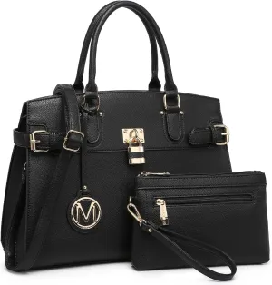 Women Handbags and Purses Fashion Satchel Tote Work Bags Top Handle Shoulder Purses with Matching Wristlet