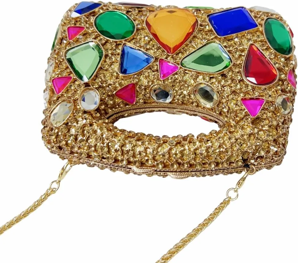 Women Luxury Diamond Rhinestone Evening Bag Gem Clutch Purse Crystal Prom Handbag Wedding Purse for Party