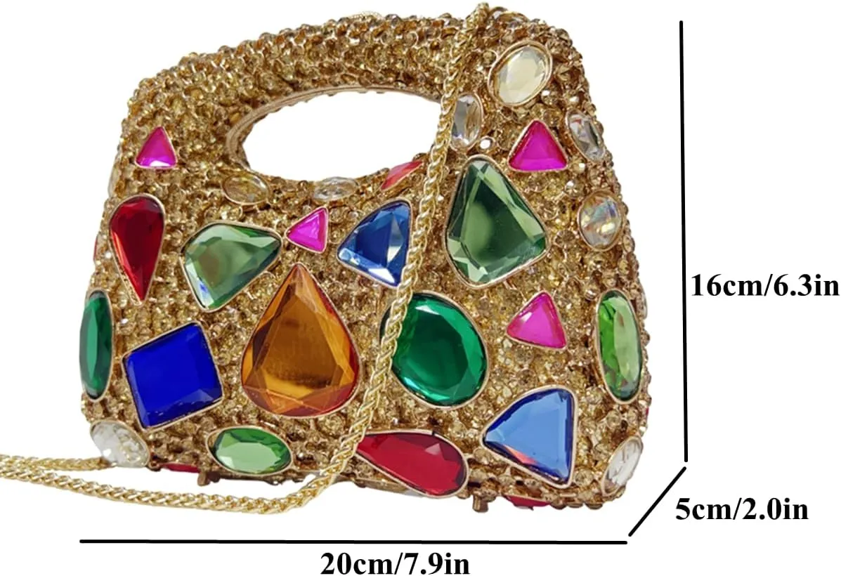 Women Luxury Diamond Rhinestone Evening Bag Gem Clutch Purse Crystal Prom Handbag Wedding Purse for Party
