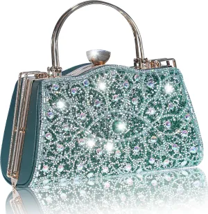 Women Rhinestone Evening Clutch Purses Diamond Handbag Weddings Formal Bag Party Sparkly Crystal Purse
