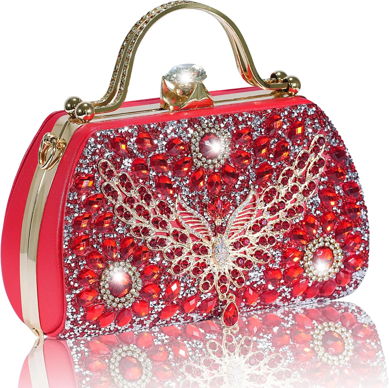 Women Rhinestone Evening Clutch Purses Diamond Handbag Weddings Formal Bag Party Sparkly Crystal Purse