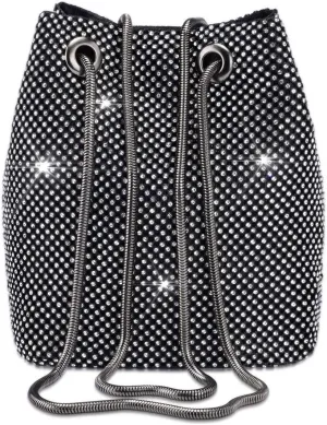 Women Rhinestones Crystal Clutch Mini Evening Bags Bucket Bag Party Prom Wedding Small Shoulder Cross-body Purses