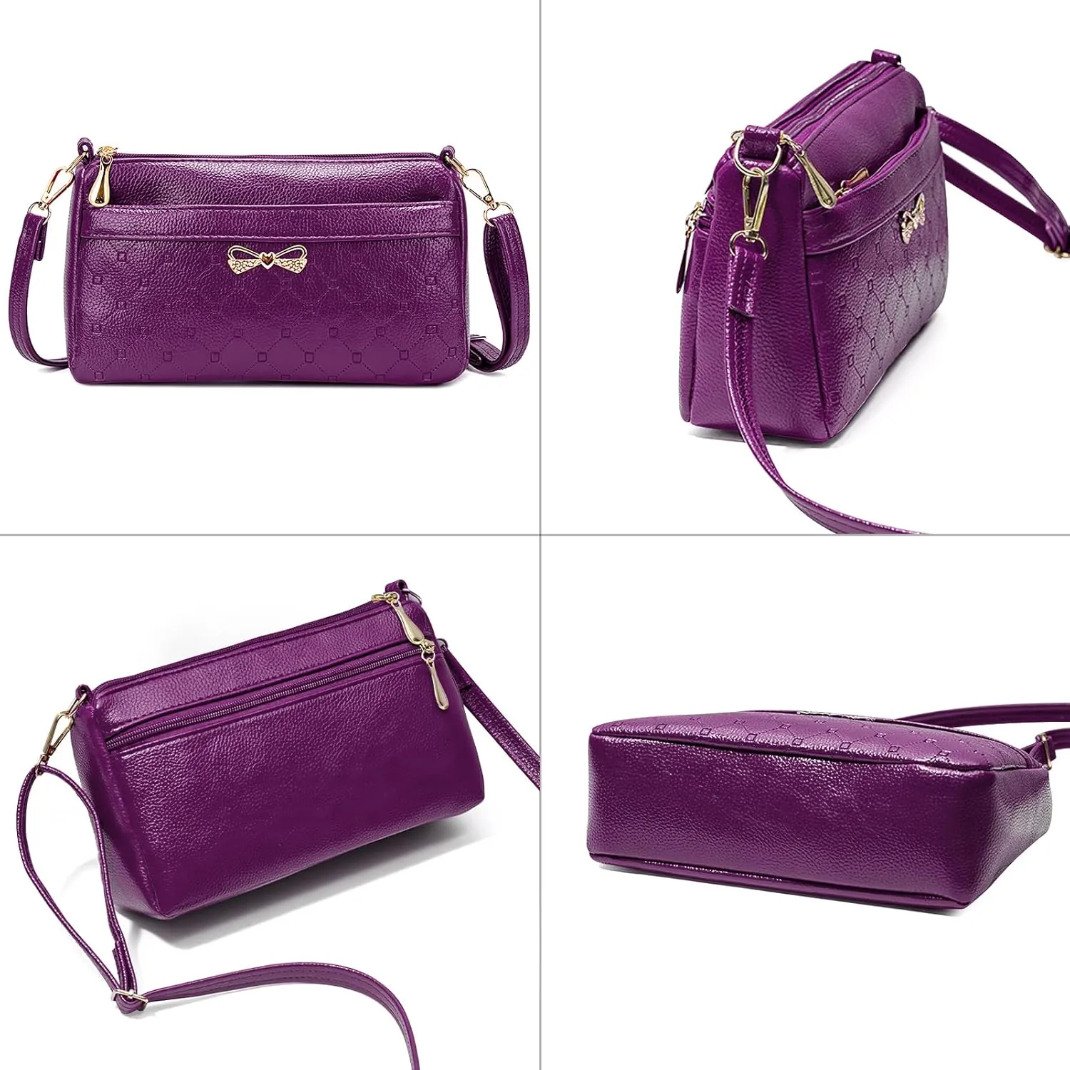 Women Small Handbags Square Leather Crossbody Bags Multi Pocket Shoulder Bag Ladies Elegant Change Purse