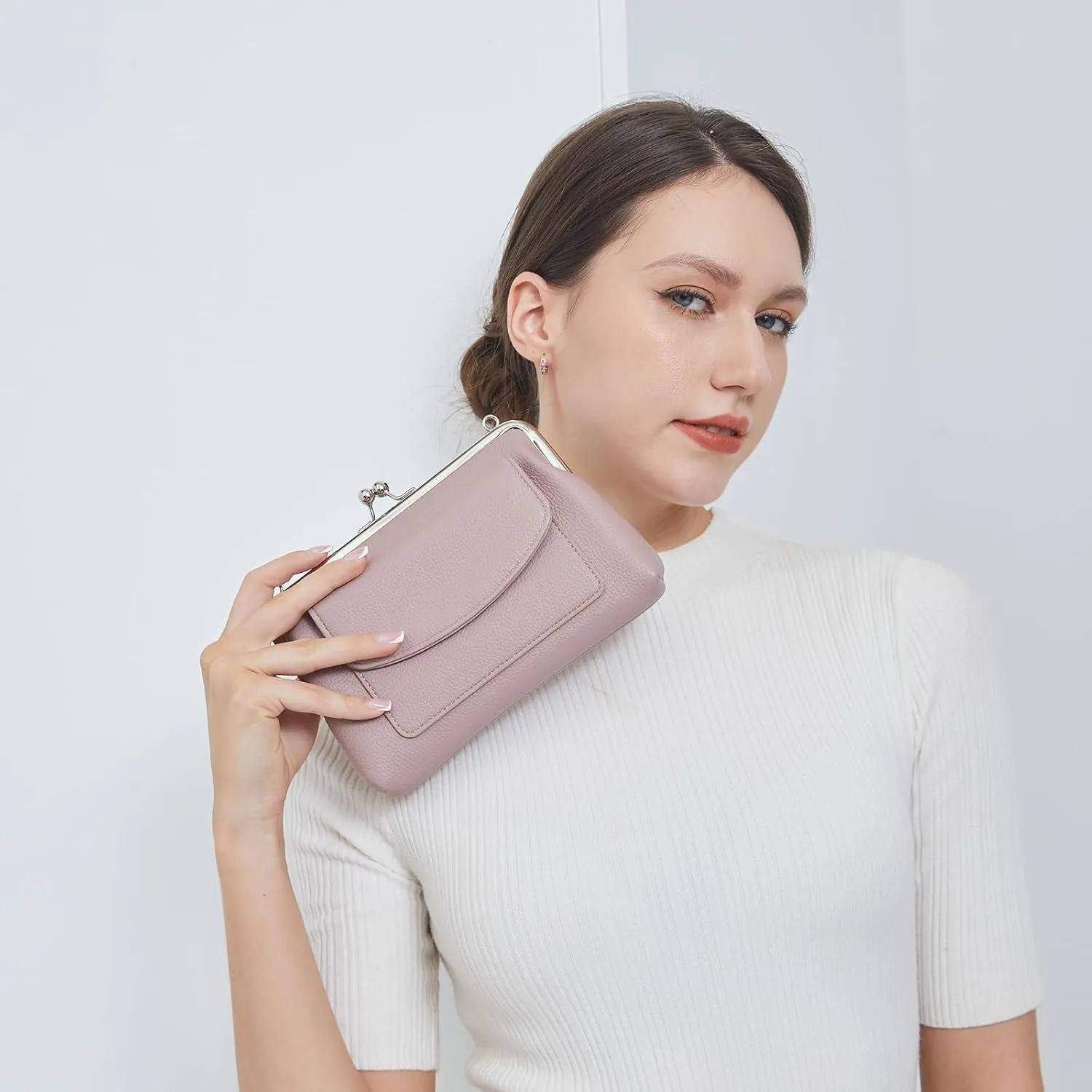 Women Small Shoulder Crossbody Bag Kiss Lock Fashion Designer Phone Purse