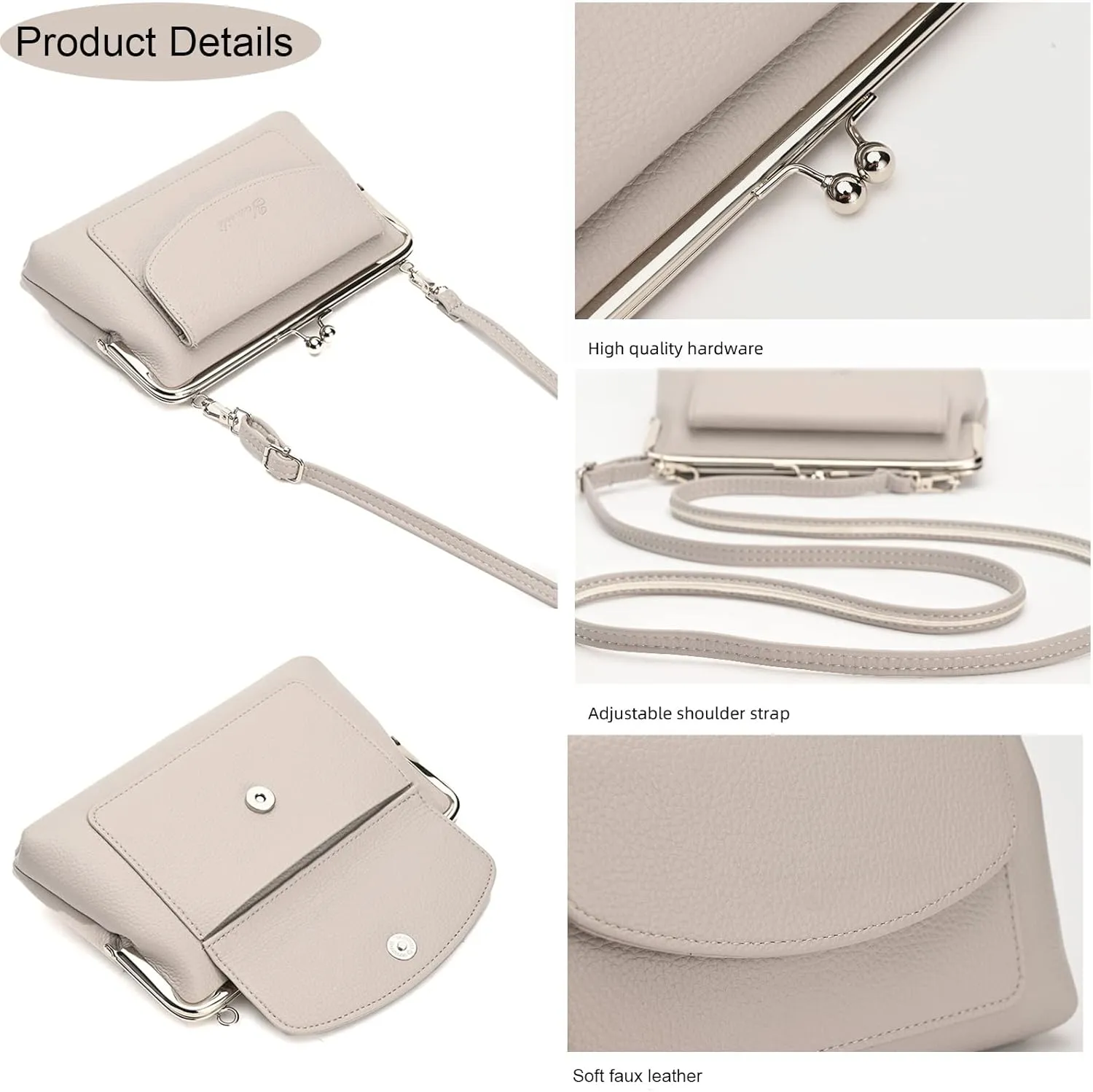 Women Small Shoulder Crossbody Bag Kiss Lock Fashion Designer Phone Purse